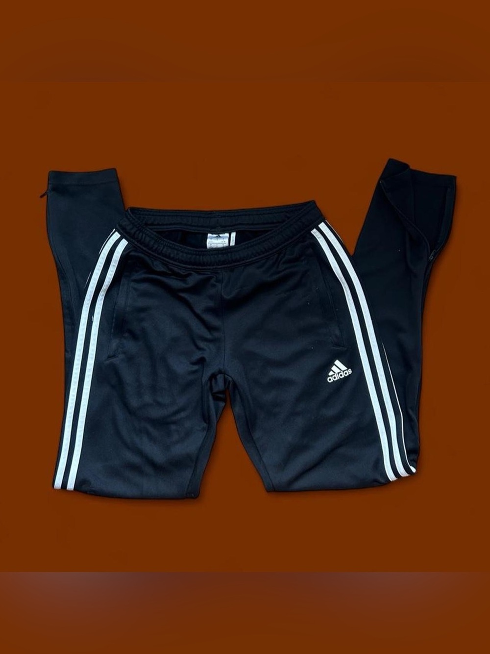 adidas Black Track Pants with White Side Stripes